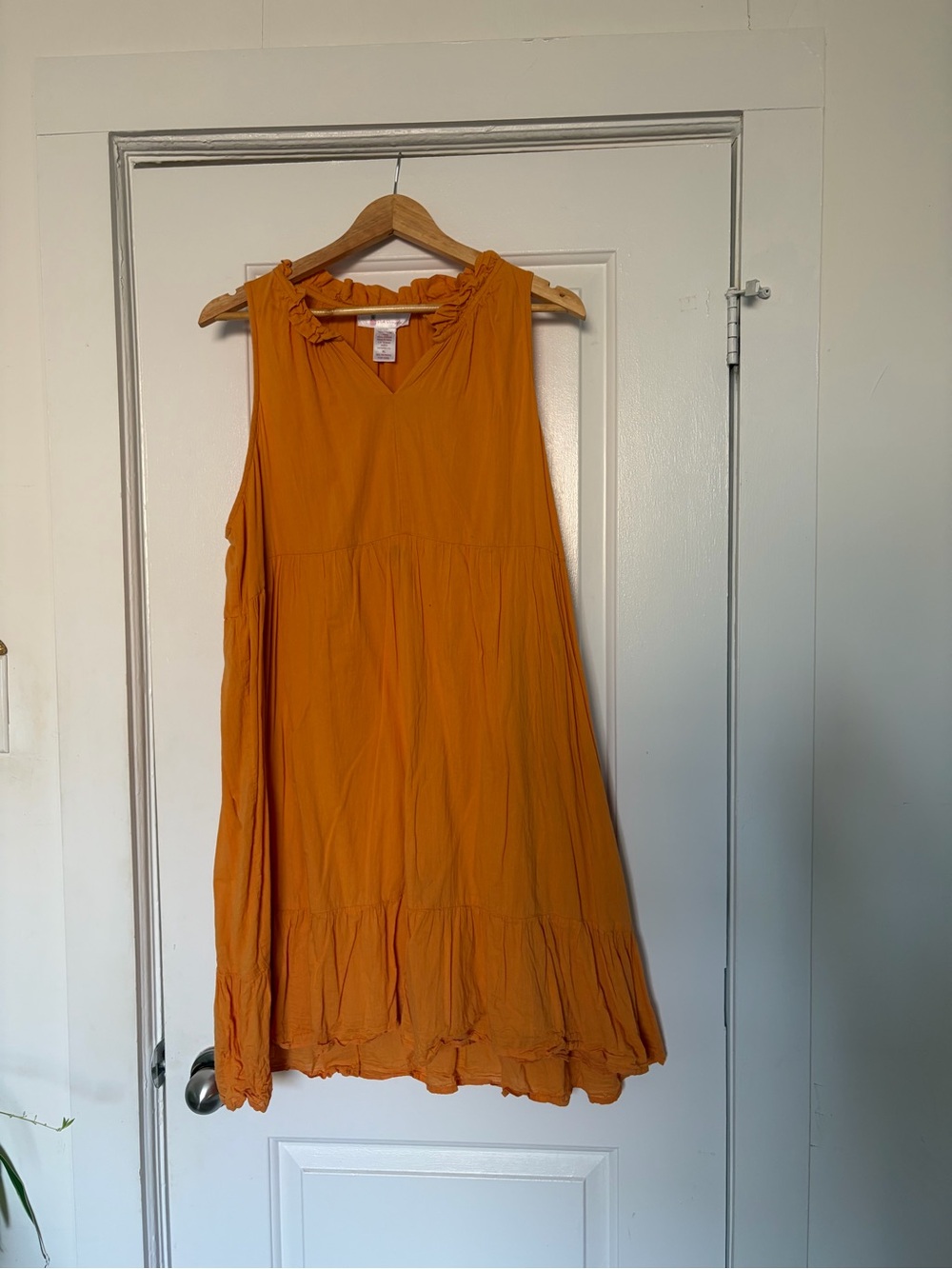 Ruffled V-Neck Dress in Burnt Orange